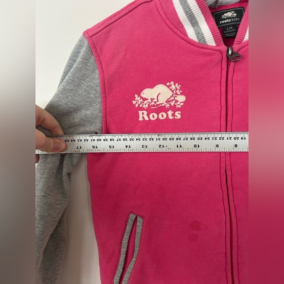 Roots Sweater Varsity Jacket Pink Grey Large (9-10 years) - Picture 8 of 10